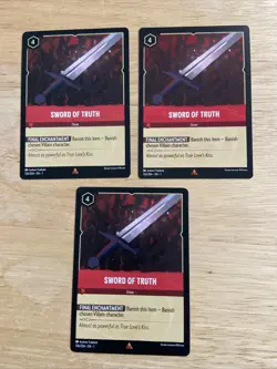 3 Card Lot Disney Lorcana Chapter 1 Rare Sword Of Truth 136/204 - Image 1