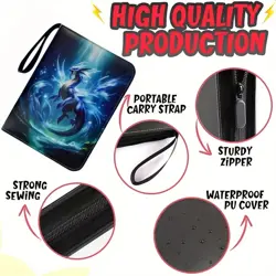 4 Pocket Trading Card Binder Album With 50 Removable Sleeves Portable Zipper New - Image 5