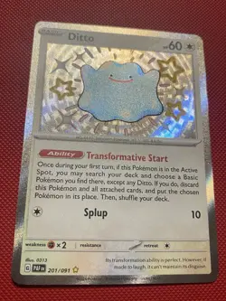 Ditto 201/091 SV: Paldean Fates Holo Shiny Pokemon Card TCG - Image 3