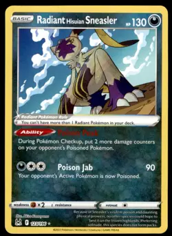 Radiant Hisuian Sneasler 123/196 Radiant Rare Lost Origin Pokemon Holo Near Mint - Image 1