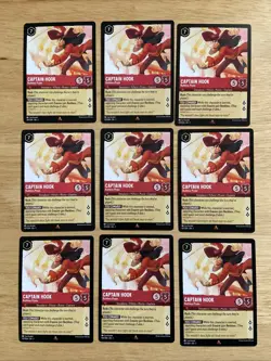 9 Card Lot Disney Lorcana Chapter 1 Rare Captain Hook 107/204 - Image 1