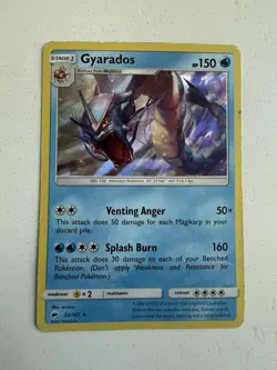 POKEMON BURNING SHADOWS GYARADOS 33/147 RARE Damaged HOLO Free Shipping - Image 1