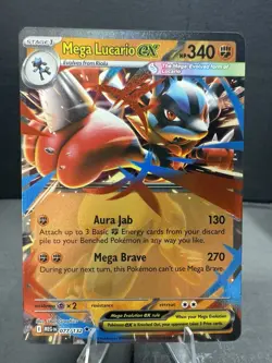 Mega Lucario ex 077/132 Me01: Mega Evolution Holo Double Rare Pokemon Near Mint - Image 1
