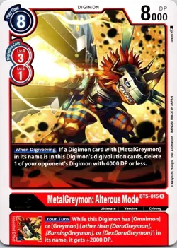 MetalGreymon: Alterous Mode BT5-015 Rare Red Ultimate (Lv5) Digimon Card CCG - Image 1