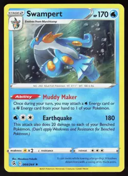 Swampert 064/264 Holo Rare Fusion Strike Pokemon Holo Lightly Played - Image 1