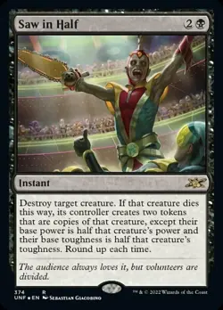 1 x Saw in Half - Galaxy Foil - Unfinity - Light Play - MTG - Image 1