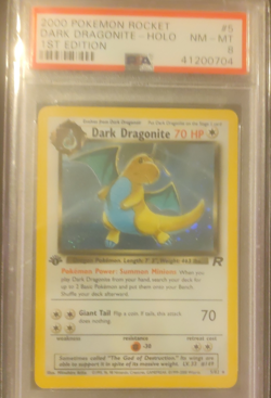 The Pokemon Company 2000 Team Rocket Dark Dragonite 5/82 Holo 1st Ed PSA 8 - Image 1