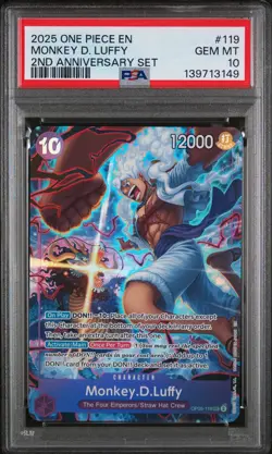 2025 ONE PIECE ENGLISH VERSION 2ND ANV SET #119 MONKEY D. LUFFY PSA 10 - Image 1