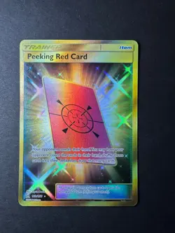 NM Peeking Red Card (Secret Rare) #169/156 Rare Holo SM - Ultra Prism Pokemon - Image 1