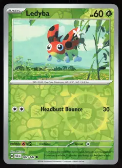 Ledyba 2/142 Common Stellar Crown Pokemon Reverse Holo Near Mint - Image 1