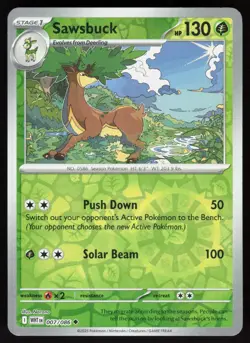 Sawsbuck 007/086 Uncommon White Flare Pokemon Reverse Holo Near Mint - Image 1