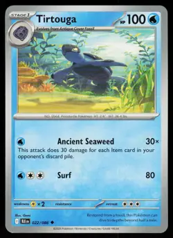 Tirtouga 022/086 Uncommon Black Bolt Pokemon Near Mint - Image 1