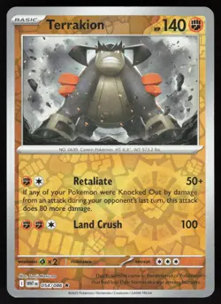 Terrakion 054/086 Holo Rare White Flare Pokemon Reverse Holo Near Mint - Image 1
