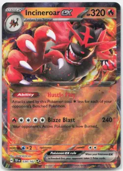 Incineroar ex 034/162 Double Rare Temporal Forces Pokemon Near Mint - Image 1