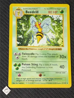 Beedrill 17/102 - Shadowless Base Set Non-Holo Rare Pokemon TCG NM - Image 1