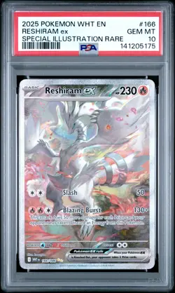2025 POKEMON WHT EN-WHITE FLARE SIR RESHIRAM EX #166 PSA 10 - Image 1