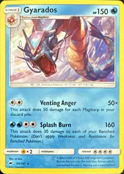 Pokemon Gyarados 33/147 - Holo Rare - Burning Shadows - NM - Image 1