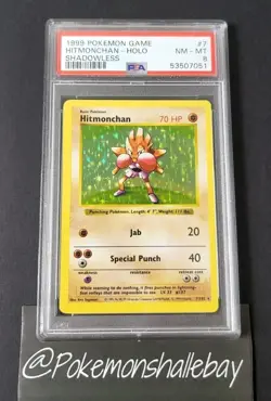 Hitmonchan 7/102 SHADOWLESS - Base Set *PSA 8 - NM-MT* Holo Rare Pokemon Card - Image 1
