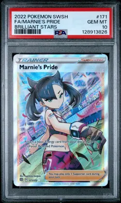 Marnie's Pride 171/172 PSA 10 SWSH Brilliant Stars Full Trainer Pokemon Card AA6 - Image 1