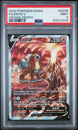 2023 POKEMON SWORD & SHIELD CROWN ZENITH #GG36 FULL ART/ENTEI V PSA 9 - Image 1