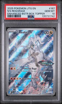 2025 POKEMON JTG EN-JOURNEY TOGETHER #167 N'S RESHIRAM STAMPED PROMO PSA 10 - Image 1