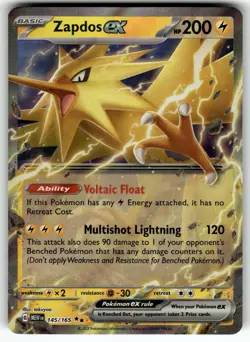 Zapdos ex 145/165 Double Rare 151 Pokemon Near Mint - Image 1