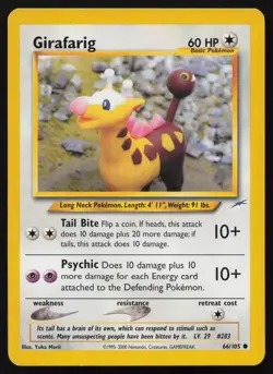 Girafarig 66/105 Unlimited Common Neo Destiny Pokemon English LP - Image 1