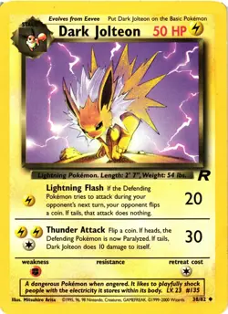 Pokemon TCG Dark Jolteon Uncommon Regular Team Rocket 38/82 Unlimited DMG - Image 1