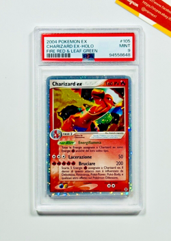 Pokemon PSA 9 Charizard Ex #105 Holo Ex Rosso Fuoco & Verde Foglia 2004 Italiano - Image 1