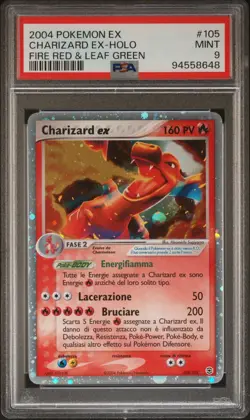 Pokemon PSA 9 Charizard Ex #105 Holo Ex Rosso Fuoco & Verde Foglia 2004 Italiano - Image 2