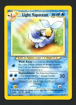 Light Vaporeon 52/105 Neo Destiny Unlimited Uncommon Pokemon TCG - Image 1