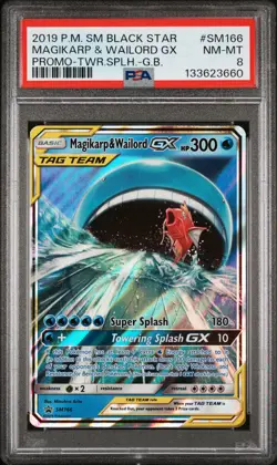 2019 POKEMON SM BLACK STAR PROMO MAGIKARP & WAILORD GX #SM166 PSA 8 NM 133623660 - Image 1