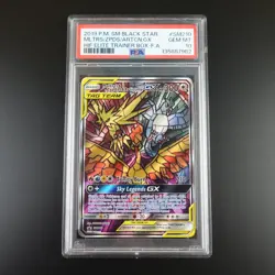 PSA 10 Moltres Zapdos Articuno SM210 Pokemon Hidden Fates Stained Glass Holo - Image 1