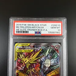 PSA 10 Moltres Zapdos Articuno SM210 Pokemon Hidden Fates Stained Glass Holo - Image 2
