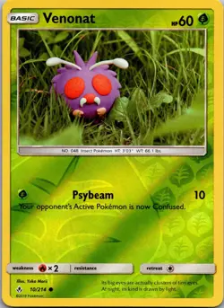 REVERSE HOLO Venonat 10/214 NM - Yuka Morii Clay - Unbroken Bonds Pokemon - Image 1