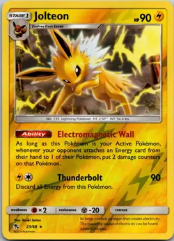 Jolteon 23/68 Rare Hidden Fates Pokemon Reverse Holo Near Mint - Image 1