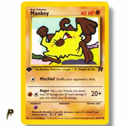 2000 Pokemon Team Rocket Mankey 1st Edition 61/82 Common Non Holo LP - Image 1