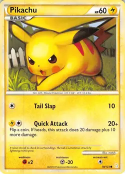 Pikachu 78/123 Common HeartGold & SoulSilver Pokemon Lightly Played - Image 1