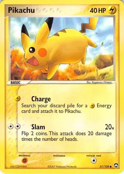Pikachu 57/108 Common Power Keepers Pokemon Lightly Played - Image 1