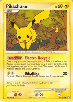 Pikachu 94/123 Common Mysterious Treasures Pokemon Moderately Played - Image 1