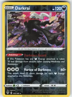 Darkrai 105/189 Holo Rare Darkness Ablaze Pokemon Reverse Holo Near Mint - Image 1