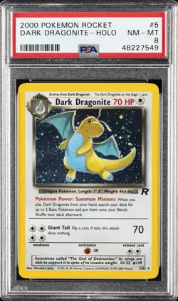 2000 POKEMON ROCKET #5 DARK DRAGONITE-HOLO PSA 8 - Image 1