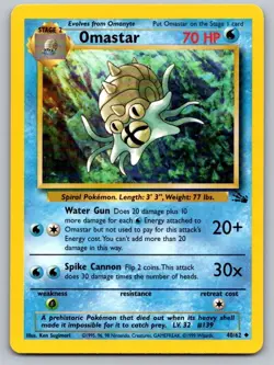 Omastar 40/62 Uncommon Fossil Pokemon Unlimited Lightly Played - Image 1