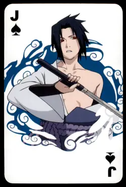 2007 Naruto Shippuden Shonen Jump Sasuke Uchiha Poker Card #J - Image 1