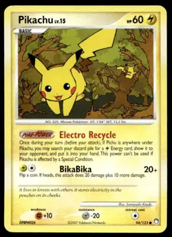 Pokemon Mysterious Treasures #94/123 Pikachu Common - Image 1