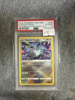 Pokemon Go Radiant Eevee SWSH230 Holo Card PSA 10 gem mint low pop - Image 1