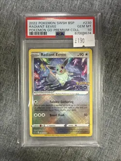 Pokemon Go Radiant Eevee SWSH230 Holo Card PSA 10 gem mint low pop - Image 2