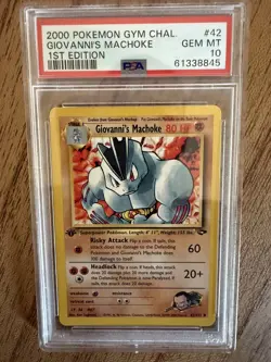2000 Pokemon Gym Challenge Giovanni’s Machoke 1st Edition #42/132 *PSA 10* - Image 1