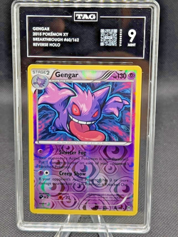 2015 Pokemon XY Breakthrough #60 Gengar Reverse Foil TAG 9 - Image 1