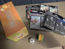 Final Fantasy MTG Accessories Lot - 100 Sleeves x4, Box, Life Counter & Dice - Image 1